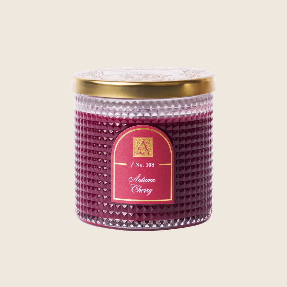 Autumn Cherry - Textured Glass Candle - 11 EA