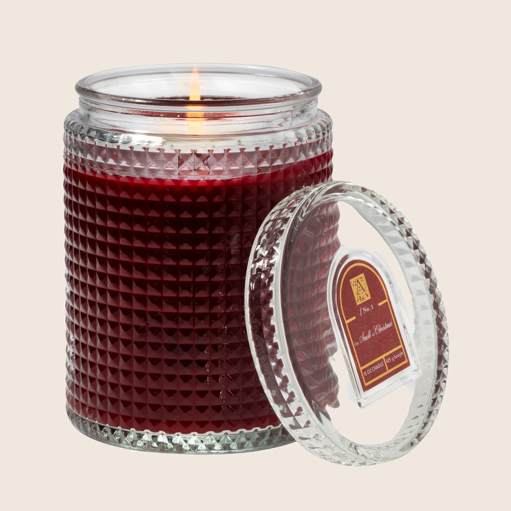 The Smell of Christmas - Textured Glass Candle with Lid- 4 EA