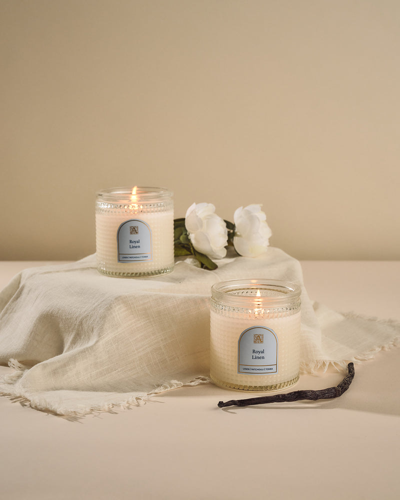 Royal Linen - Elegant Essentials - Textured Glass Candle - 6EA