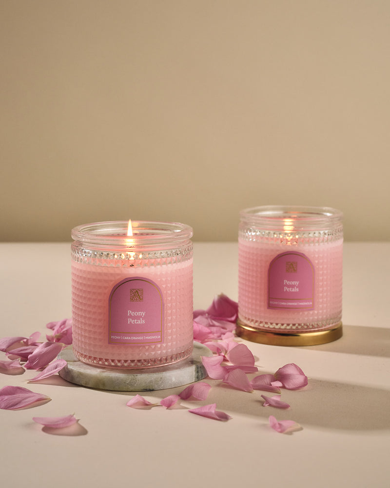 Peony Petals - Elegant Essentials - Textured Glass Candle - 6 EA