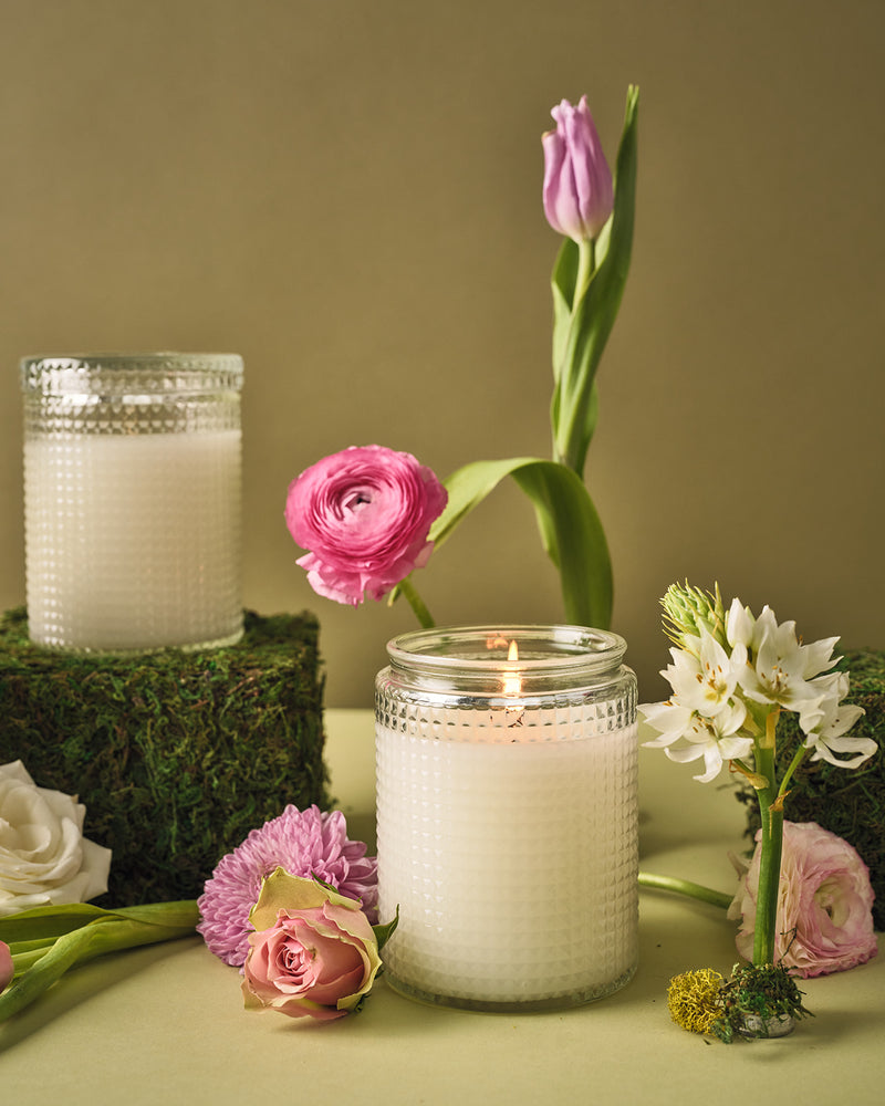 The Smell of Spring - Textured Glass Candle with Lid - 4 EA