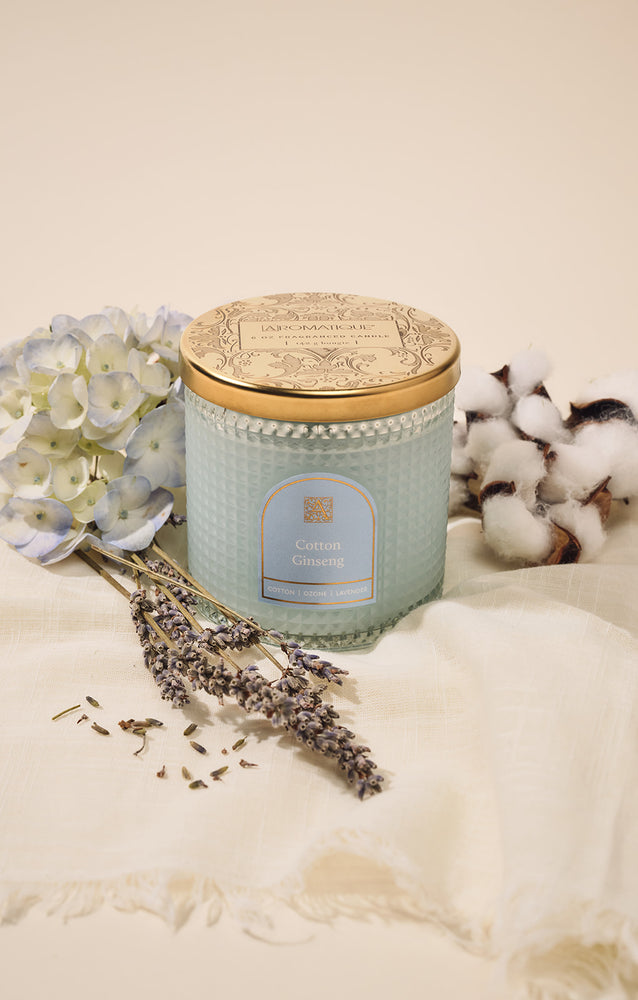 Cotton Ginseng - Textured Glass Candle - 11 EA