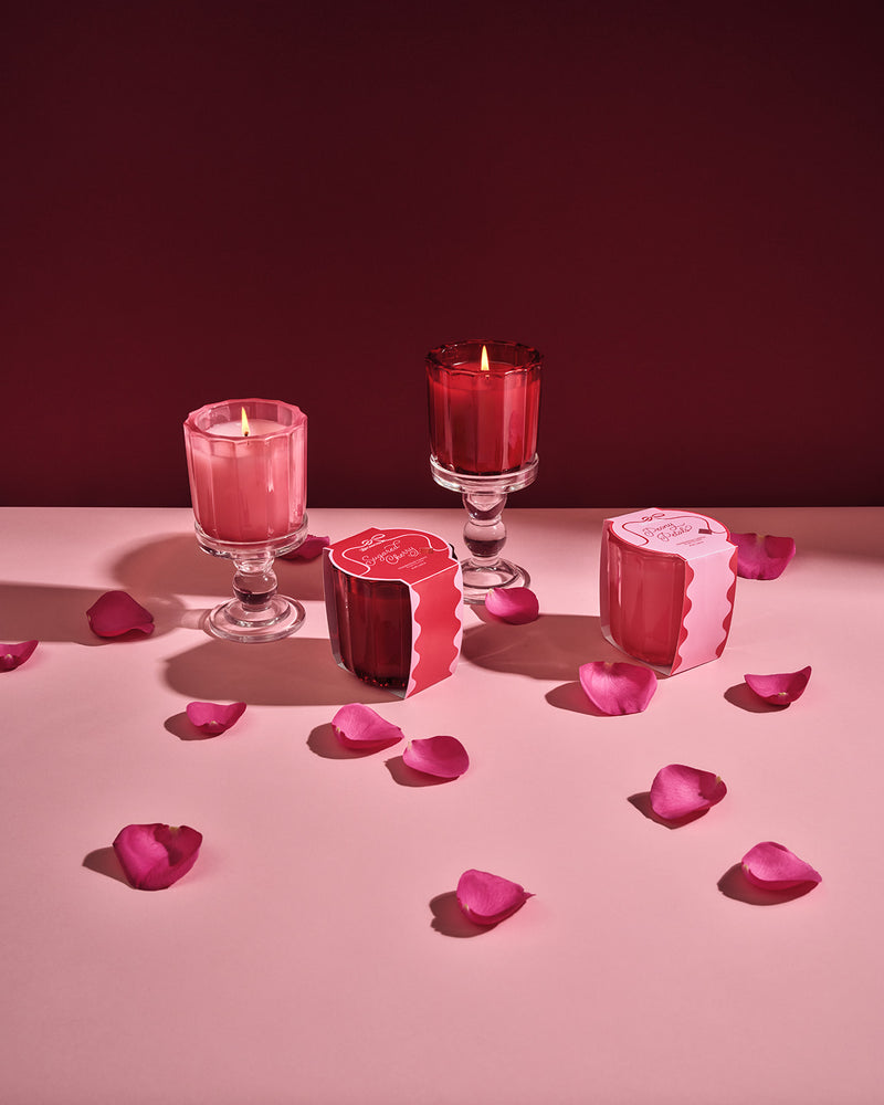 Peony Petals - Ribbed Glass Candle - Valentines Collections - 4 EA (Ship 12/19)