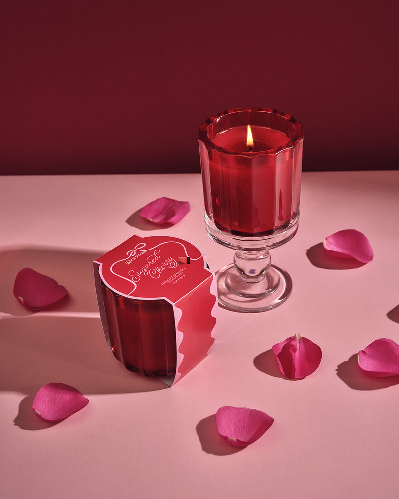 Sugared Cherry - Ribbed Glass Candle - Valentines Collection - 4 EA (Ship 12/19)