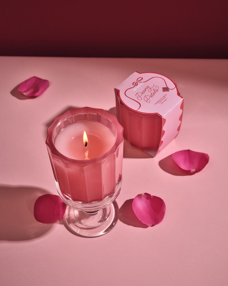 Peony Petals - Ribbed Glass Candle - Valentines Collections - 4 EA (Ship 12/19)
