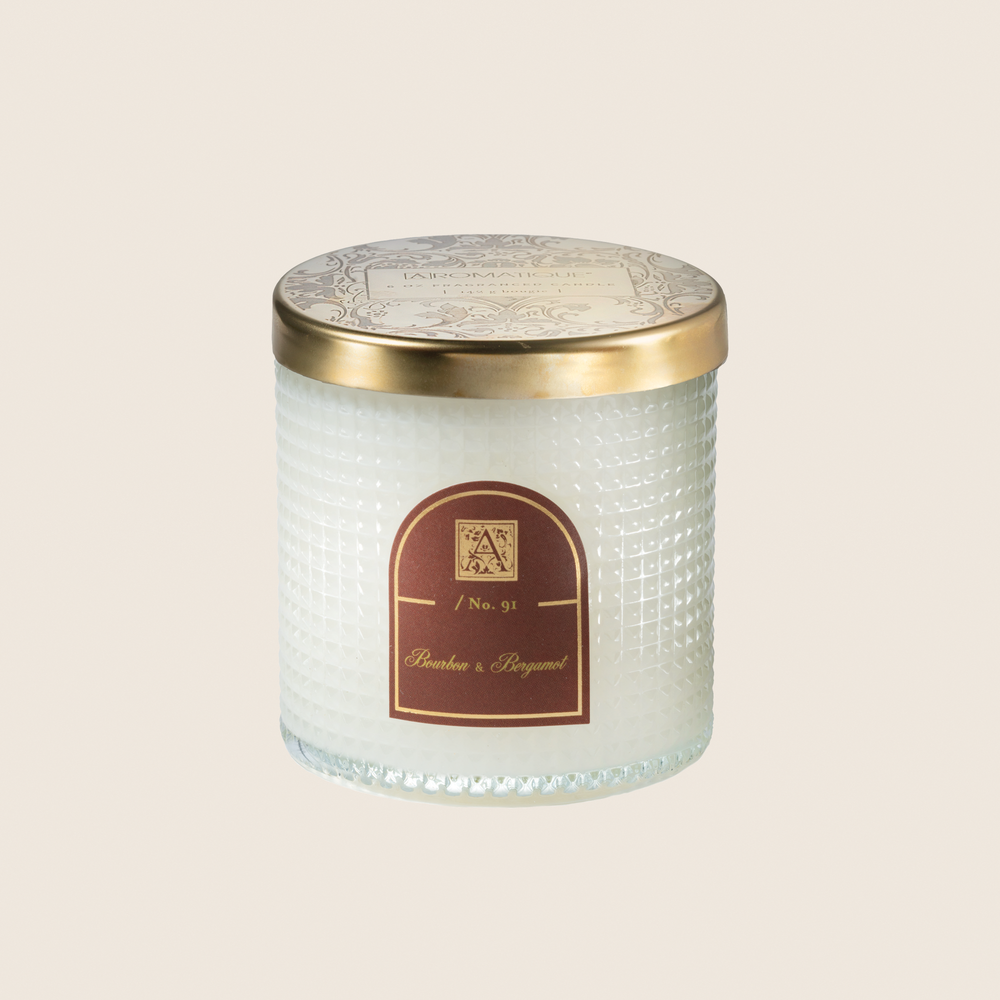 Bourbon & Bergamot - Textured Glass Candle - 11 EA