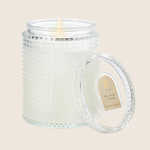 NEW! White Amaryllis - Textured Glass Candle with Lid - 4 EA