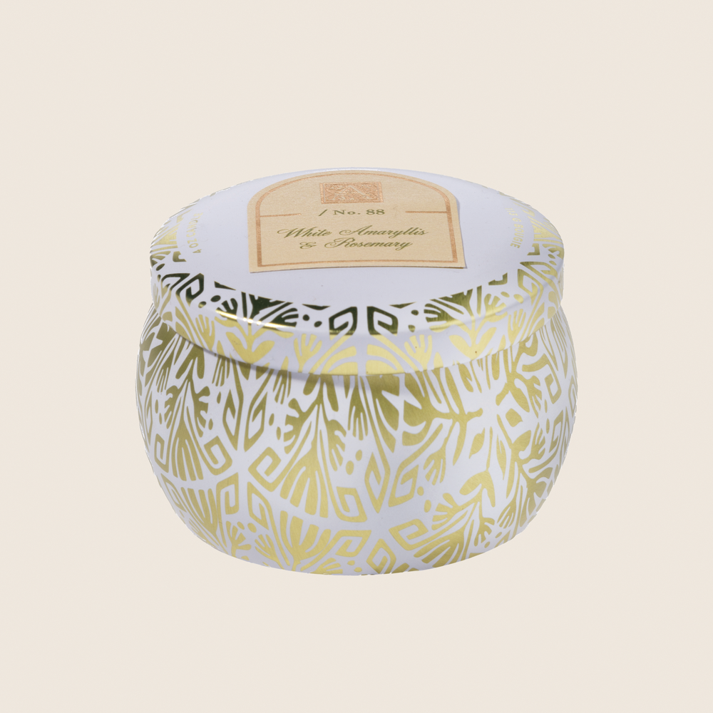 NEW! White Amaryllis & Rosemary - Tin Candle - 8 EA