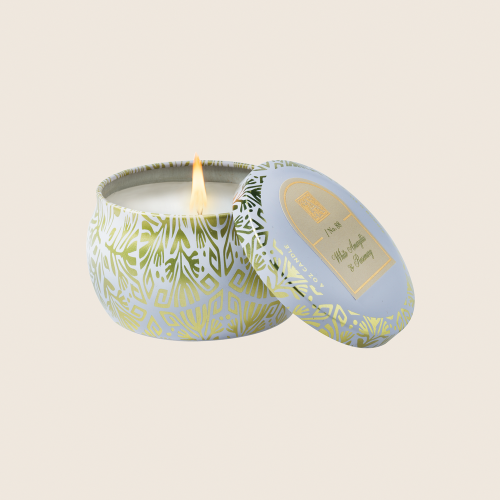 NEW! White Amaryllis & Rosemary - Tin Candle - 8 EA