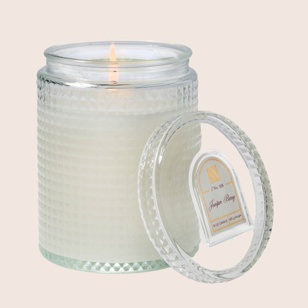 {NEW!} Juniper Berry - Textured Glass Candle with Lid - 4 EA