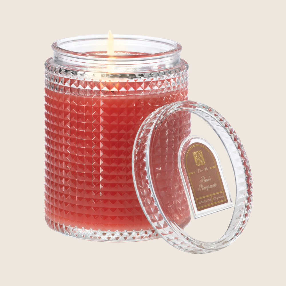 NEW! Pomelo Pomegranate - Textured Glass Candle with Lid - 4 EA
