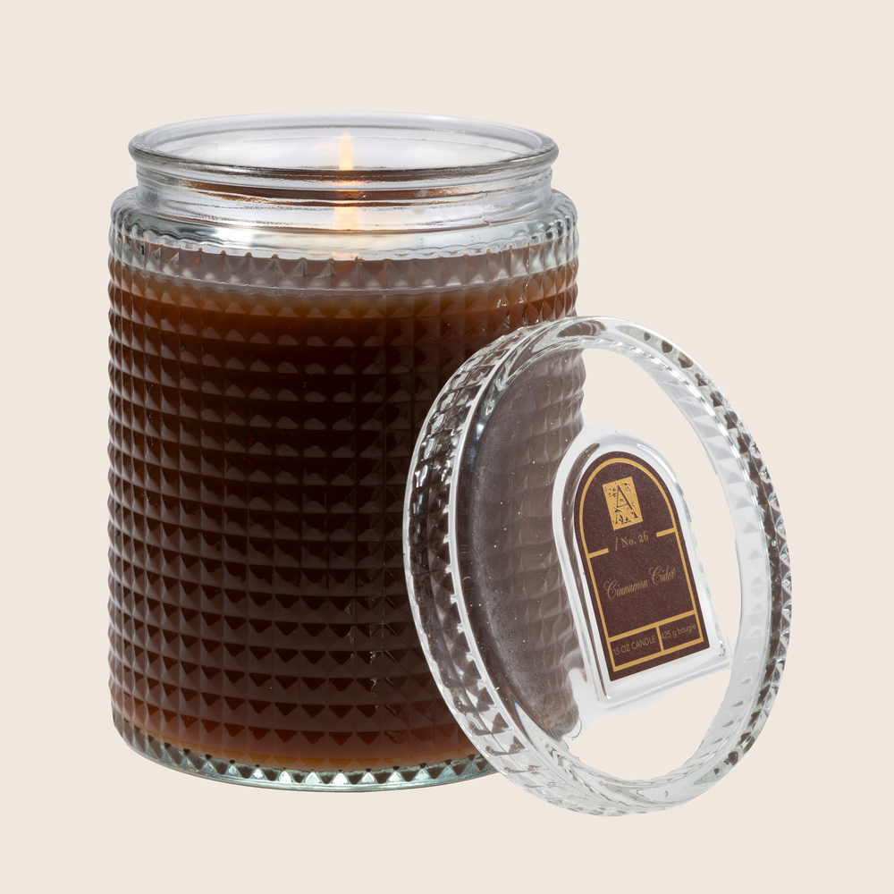 Cinnamon Cider - Textured Glass Candle with Lid - 4 EA