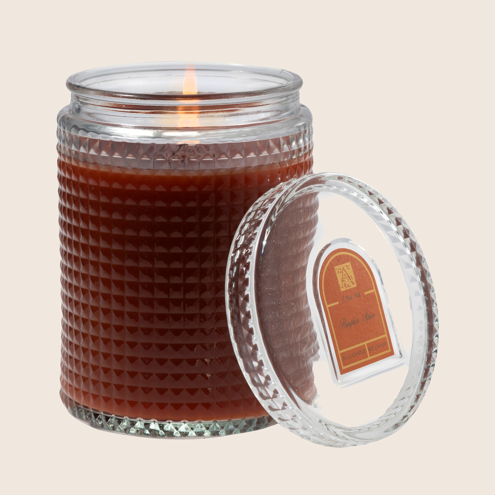 Pumpkin Spice - Textured Glass Candle with Lid - 4 EA