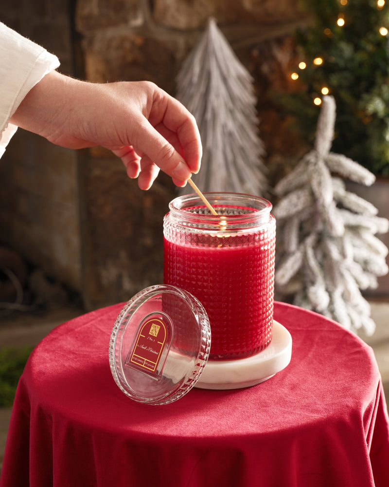 The Smell of Christmas - Textured Glass Candle with Lid - 4 EA