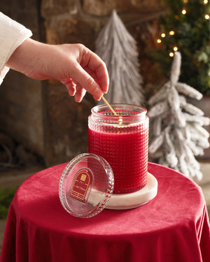 The Smell of Christmas - Textured Glass Candle with Lid - 4 EA