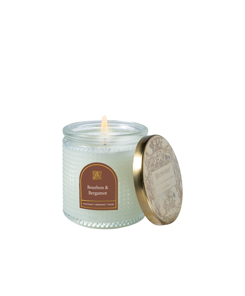 Bourbon & Bergamot - Textured Glass Candle - 11 EA