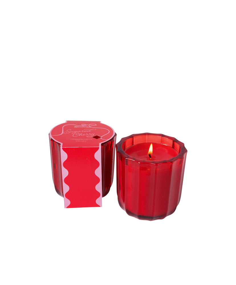 Sugared Cherry - Ribbed Glass Candle - Valentines Collection - 4 EA (Ship 12/19)