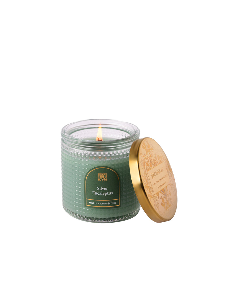 Silver Eucalyptus - Elegant Essentials - Textured Glass Candle - 6 EA
