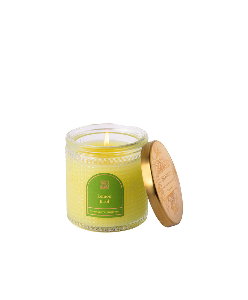 Lemon Basil - Elegant Essentials - Textured Glass Candle - 6EA