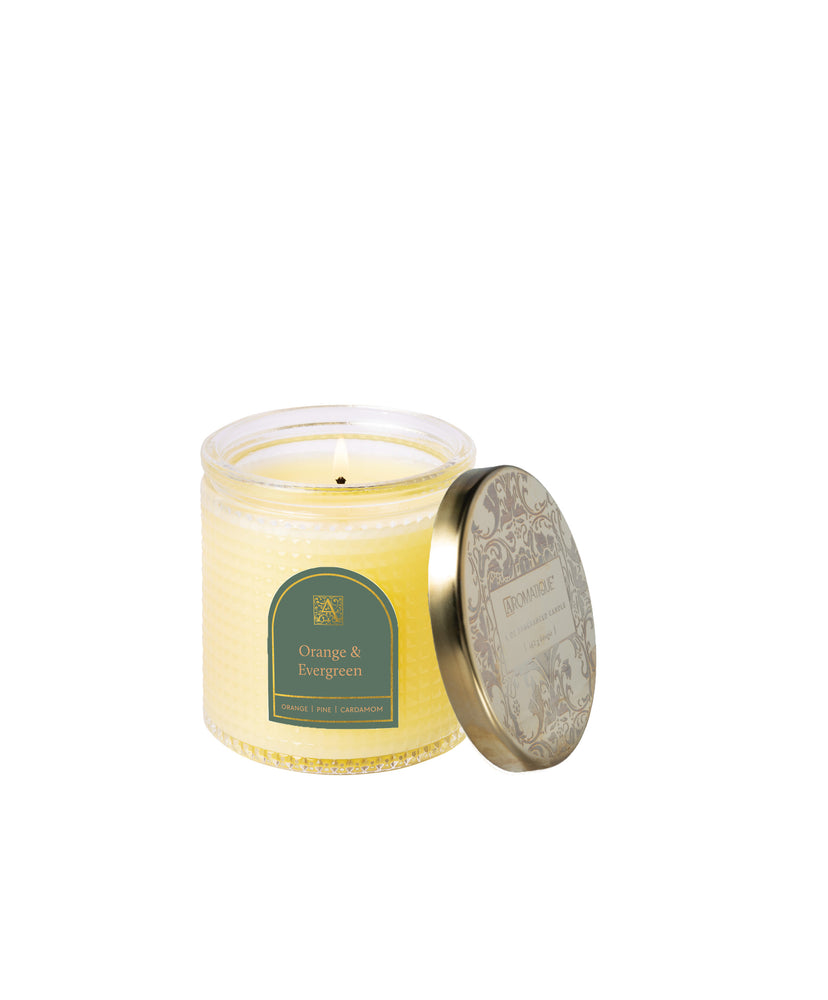 Orange & Evergreen - Textured Glass Candle - 11 EA