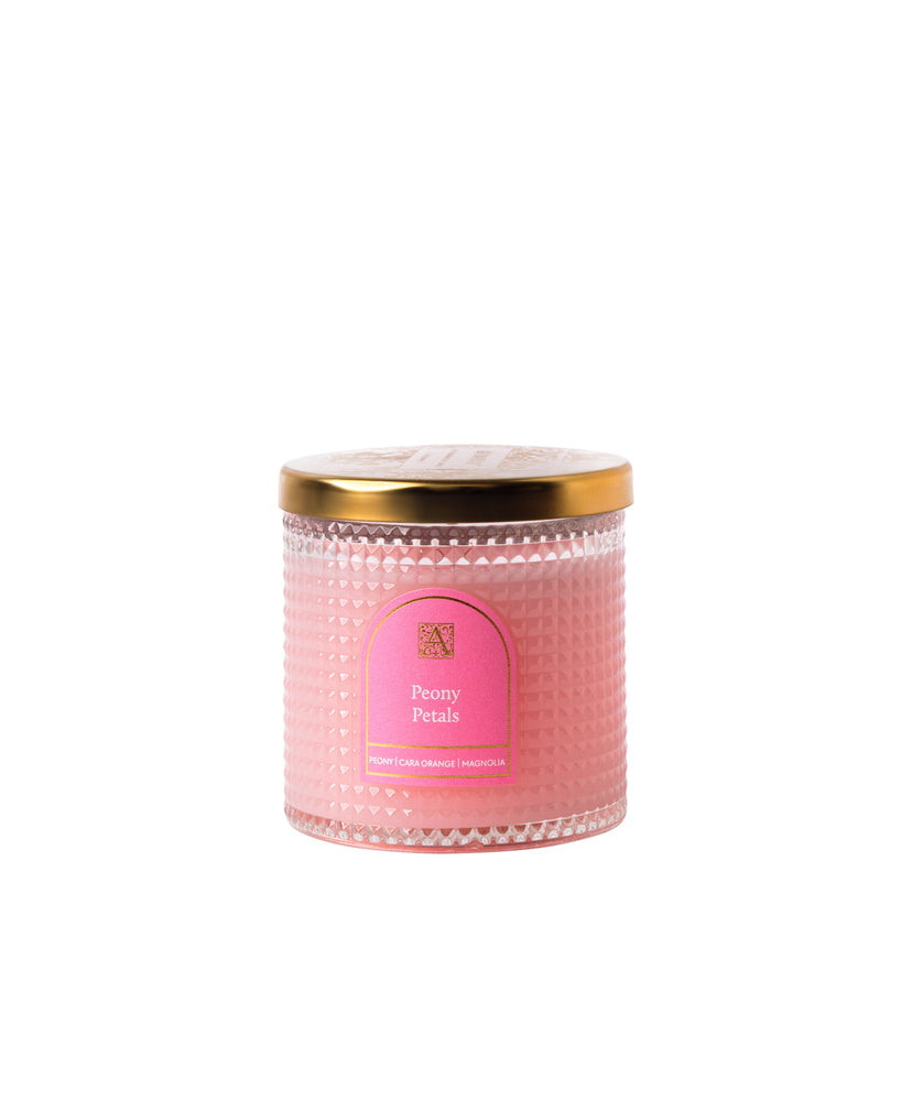 Peony Petals - Elegant Essentials - Textured Glass Candle - 6 EA