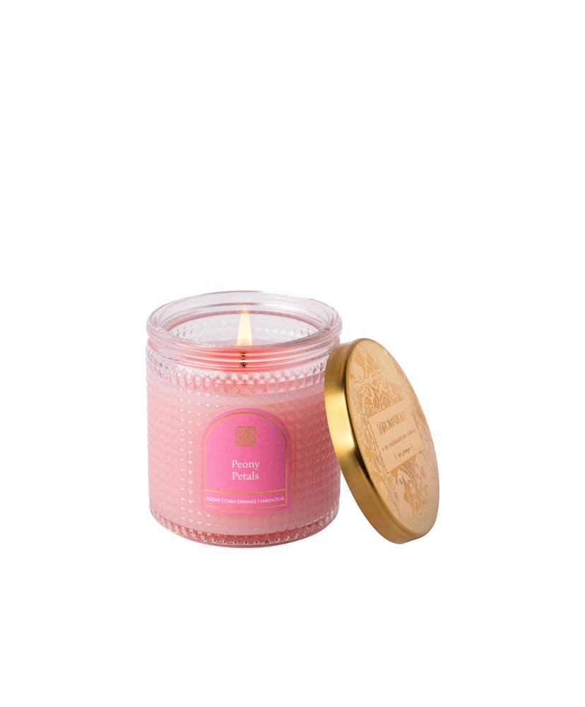 Peony Petals - Elegant Essentials - Textured Glass Candle - 6 EA
