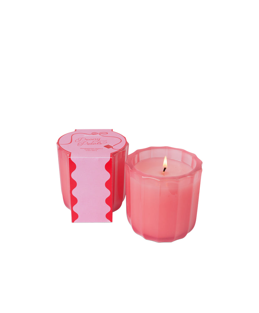 Peony Petals - Ribbed Glass Candle - Valentines Collections - 4 EA (Ship 12/19)