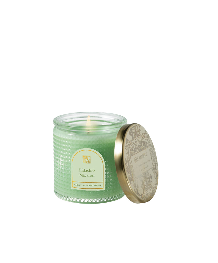 Pistachio Macaron - 6 oz Textured Glass Candle w/Metal Lid - 11 EA