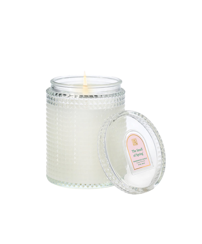 The Smell of Spring - Textured Glass Candle with Lid - 4 EA