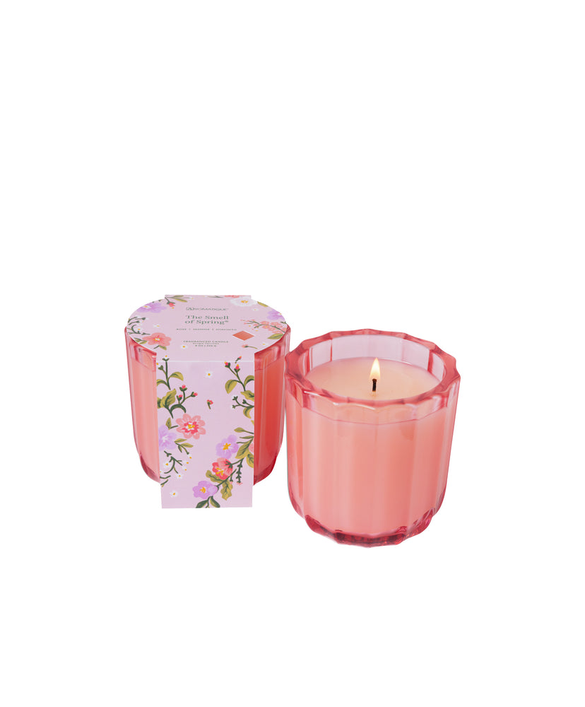 The Smell of Spring - Ribbed Glass Candle- 4 EA