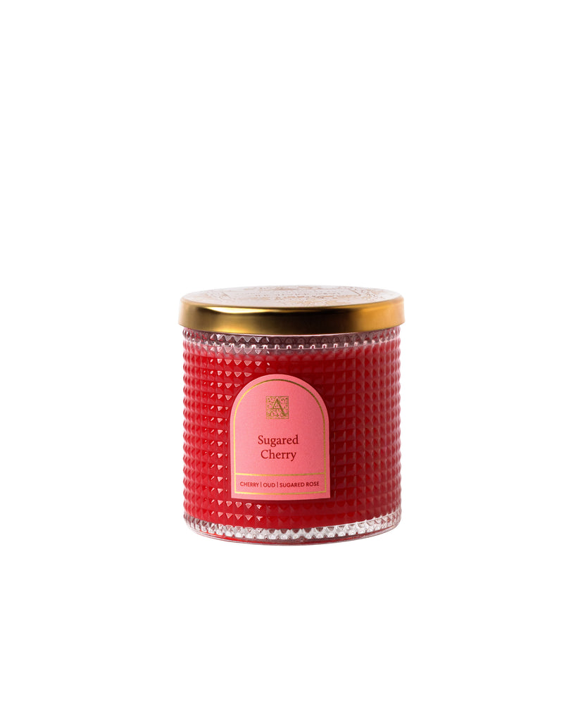 Sugared Cherry - Elegant Essentials - Textured Glass Candle - 6 EA