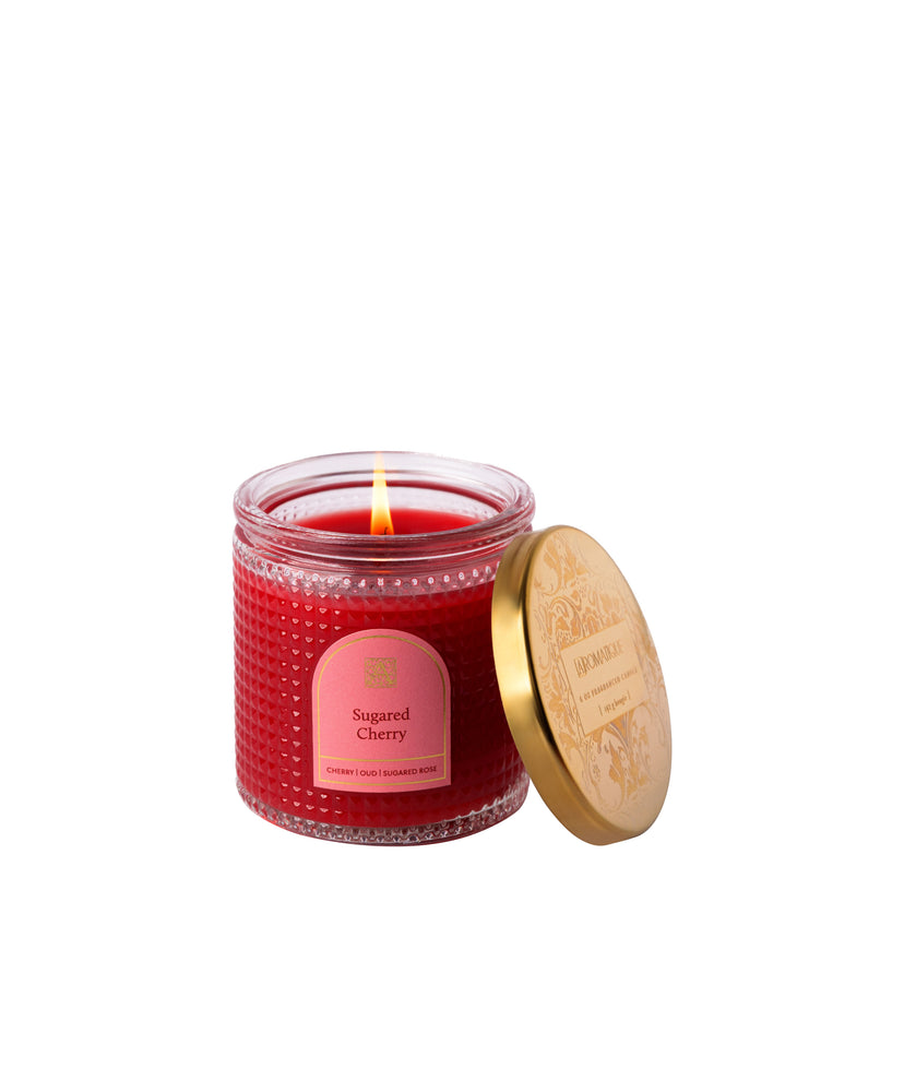 Sugared Cherry - Elegant Essentials - Textured Glass Candle - 6 EA
