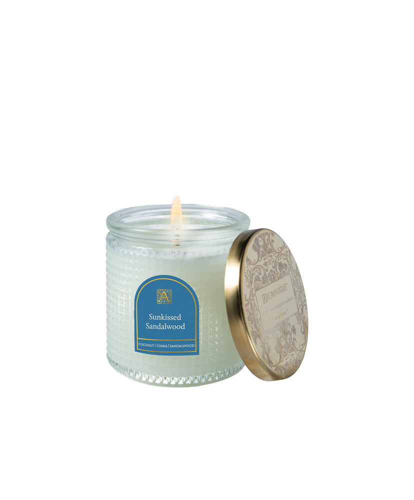 Sunkissed Sandalwood - Textured Glass Candle Candle - 11 EA