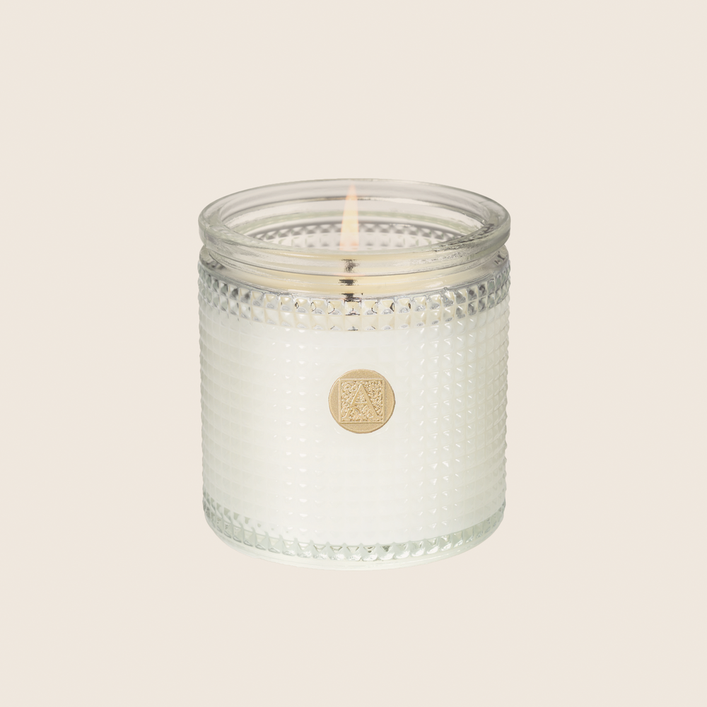 White Amaryllis & Rosemary - Textured Glass Candle - 11 EA