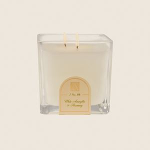 White Amaryllis & Rosemary - Cube Glass Candle - 6 EA