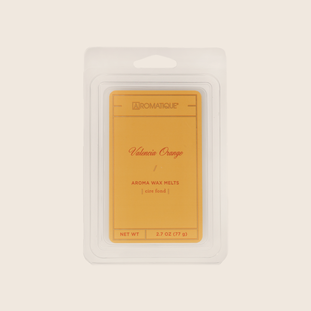 
            
                Load image into Gallery viewer, Valencia Orange Aroma Wax Melts transform a room with the fragrance of sweet oranges mixed with notes of apples and red berries with a hint of citrus peel. Aromatique Wax Melts are a set of 8 cubes that contain 100% food-grade paraffin wax and a highly fragrant aroma - no wicks or flames needed. 
            
        