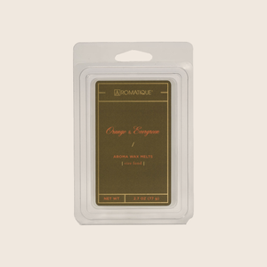 Orange & Evergreen evokes a wintery scene; fragrant citrus fruits with a touch of evergreen, cardamom and florals. Aromatique Wax Melts are a set of 8 cubes that contain 100% food-grade paraffin wax and a highly fragrant aroma - no wicks or flames needed.